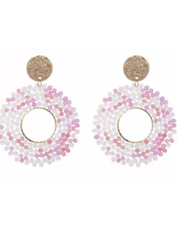 Oorbellen roze/wit