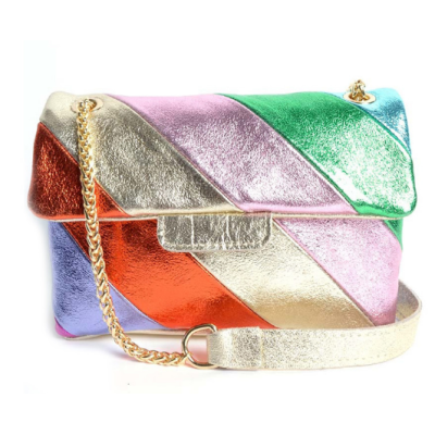 Lederen schoudertas Rainbow metallic Multicolor 