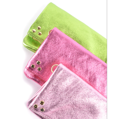 Lederen schoudertas metallic felroze
